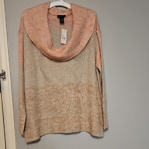 Lane Bryant Cowl Neck Sweater - Pink and Tan Size 18/20